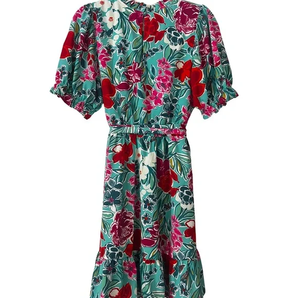 THML Floral Midi Dress - Red and Green - Picture 2 of 5